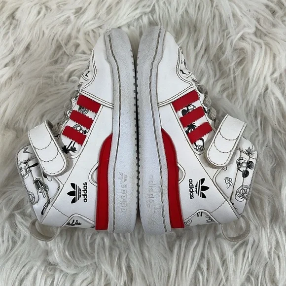 ADIDAS DISNEY Kids Unisex Shoes White & Red Size 8K Pull On Velcro - Picture 9 of 13
